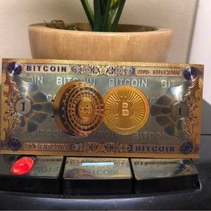 24k Gold Foil Plated Bitcoin (Cryptocurrency) Banknote